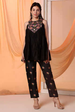 Black Aarani Gathered Top And Pants by Soup By Sougat Paul available on Indiaspopup.com