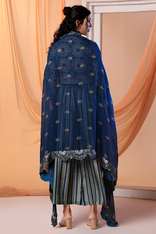 Navy Blue Earaya Printed Co-Ord Set And Cape by Soup By Sougat Paul available on Indiaspopup.com