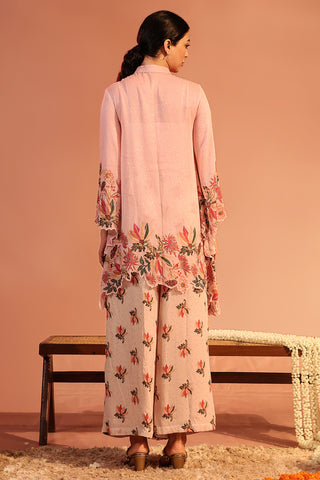 Baby Pink Aarani Asymmetric Sequin Tunic Set by Soup By Sougat Paul available on Indiaspopup.com