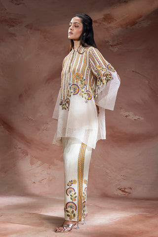 Beige Nooma appliqué tunic with pants