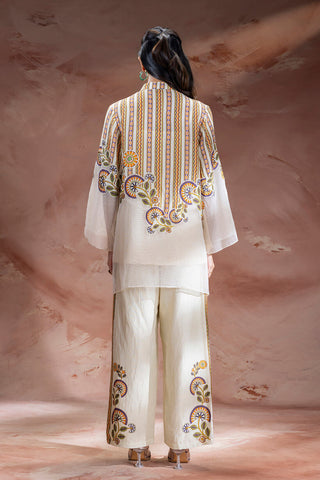 Beige Nooma appliqué tunic with pants