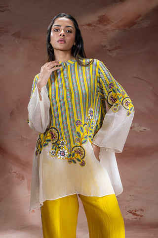 Yellow Nooma appliqué kurta with pants
