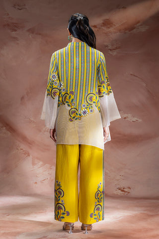 Yellow Nooma appliqué kurta with pants