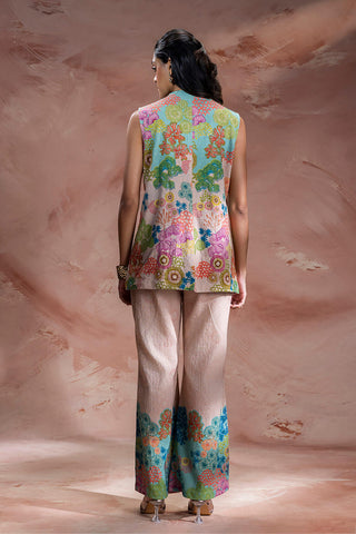 Pink Kaia embroidered top with flared pants