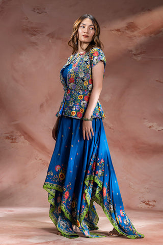 Teal Blue Baghira handkerchief dress with jacket