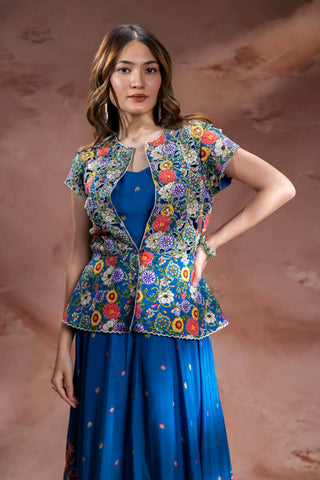 Teal Blue Baghira handkerchief dress with jacket