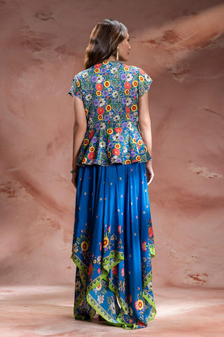 Teal Blue Baghira handkerchief dress with jacket