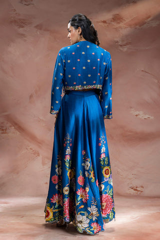 Teal Blue Baghira embroidered lehenga with jacket