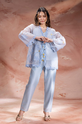Powder Blue Alisa embroidered top with pants