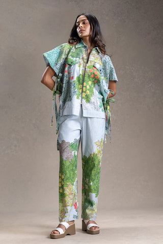 Blue Blume printed shacket with trousers