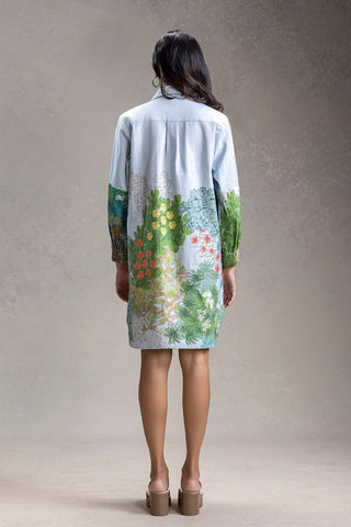 Blue Blume printed shirt dress