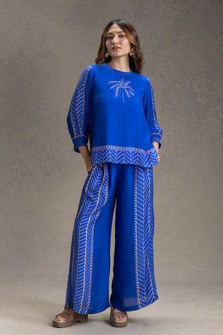 Electric Blue Kyomi printed top with pants