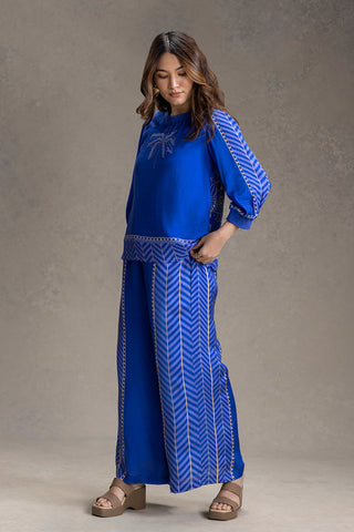 Electric Blue Kyomi printed top with pants