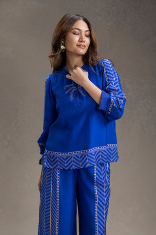 Electric Blue Kyomi printed top with pants