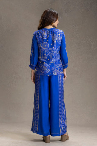 Electric Blue Kyomi printed top with pants