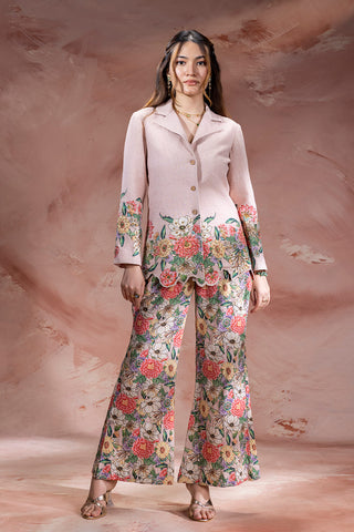 Pink Baghira embroidered blazer with bootcut pants