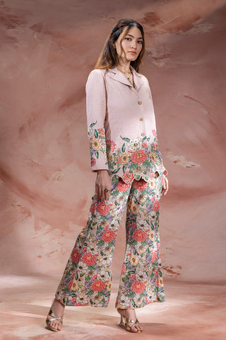 Pink Baghira embroidered blazer with bootcut pants