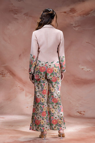 Pink Baghira embroidered blazer with bootcut pants