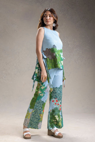 Blue Blume printed top with pants