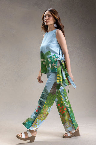 Blue Blume printed top with pants