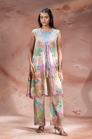 Pink Kaia embroidered jacket with pants