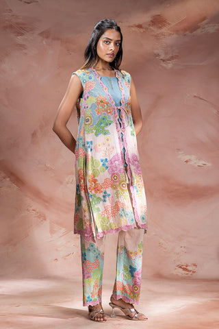 Pink Kaia embroidered jacket with pants