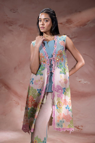 Pink Kaia embroidered jacket with pants
