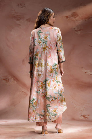 Dusky Pink Zeya asymmetric tunic with pants