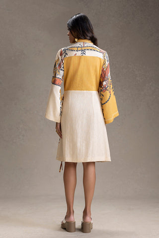 Beige Kyomi printed overlap dress
