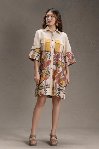 Beige Naomi printed shirt dress