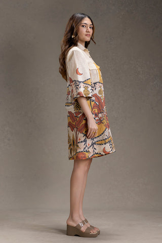 Beige Naomi printed shirt dress