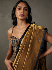 Black gold begum sari and stitched blouse