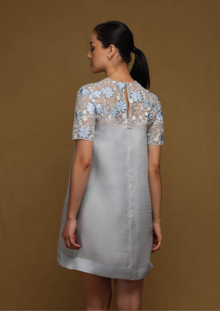 Shriya Som-Blue Floral Shift Dress-INDIASPOPUP.COM