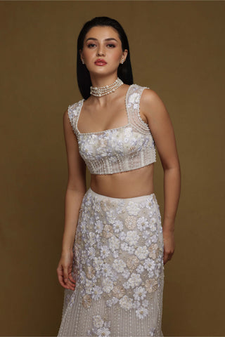 Shriya Som-Ivory Floral Skirt And Blouse-INDIASPOPUP.COM