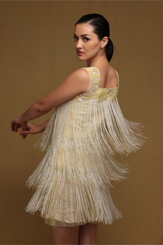 Shriya Som-Yellow Fringe Dress-INDIASPOPUP.COM