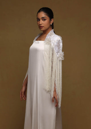 Shriya Som-Ivory Fringe Capelet-INDIASPOPUP.COM