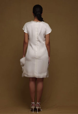 Shriya Som-Ivory Pearl Textured Dress-INDIASPOPUP.COM