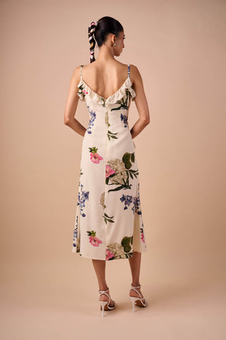 Multi floral ruffle slip dress
