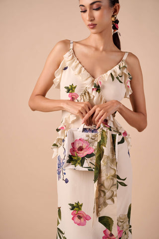 Multi floral ruffle slip dress