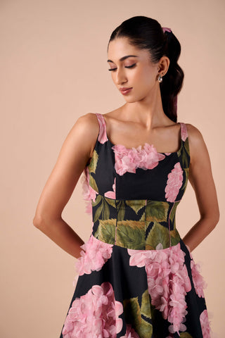 Hydrangea floral midi dress