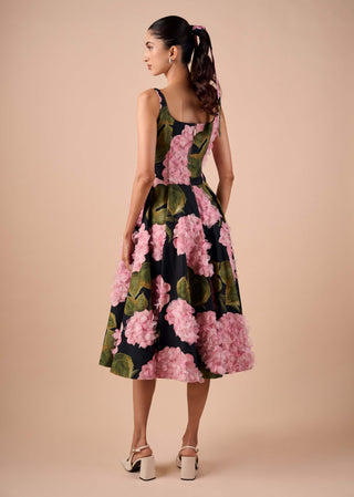 Hydrangea floral midi dress