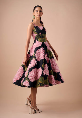 Hydrangea floral midi dress
