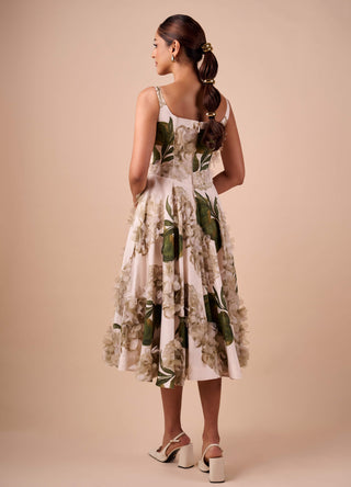 Hydrangea light hue midi dress