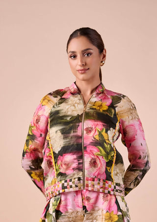Dark multi smudge bomber jacket
