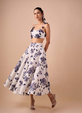 Blue white orchid bandeau and skirt