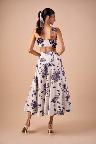 Blue white orchid bandeau and skirt