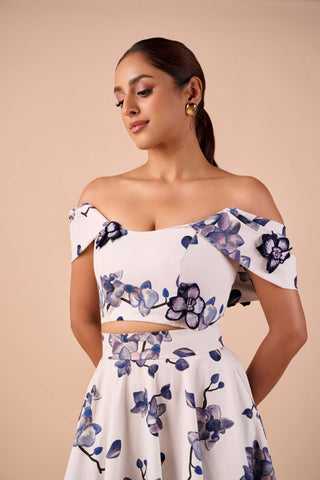 Orchid off-shoulder top and skirt
