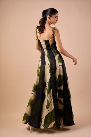 Multi hue panel organza midi dress
