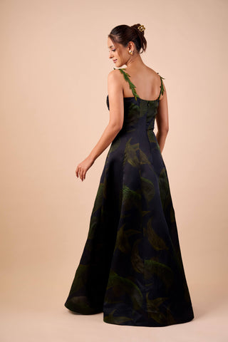 Navy blue organza midi dress