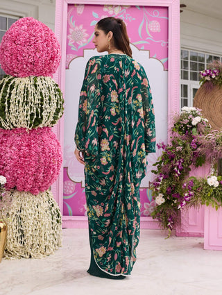 Vera emerald green cape and skirt set